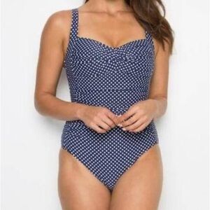 NWOT Nip Tuck polka dot One Piece Multi-fit C-E Cup Sorrento Spot Navy W…​